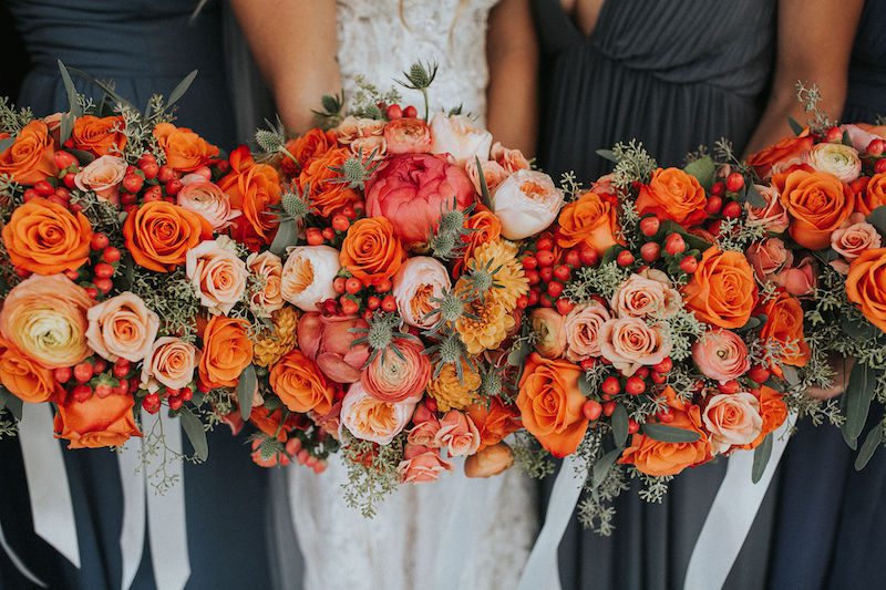 fall bridesmaid bouquet at a knoxville wedding at The Jackson Terminal photographed by Kelsey Prater Photography